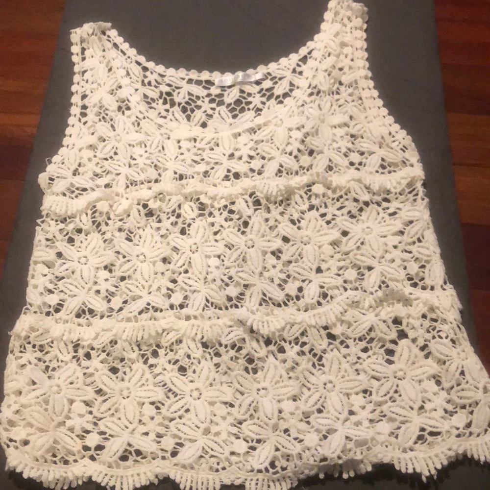 Never worn ivory crocheted vest by Solitaife, size L